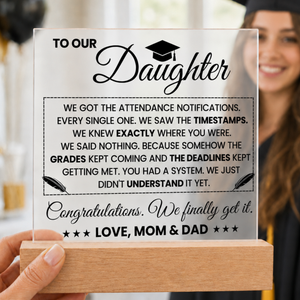 Daughter Graduation Gift Acrylic LED Plaque from Mom and Dad, Congratulations Graduation Keepsake for Daughter