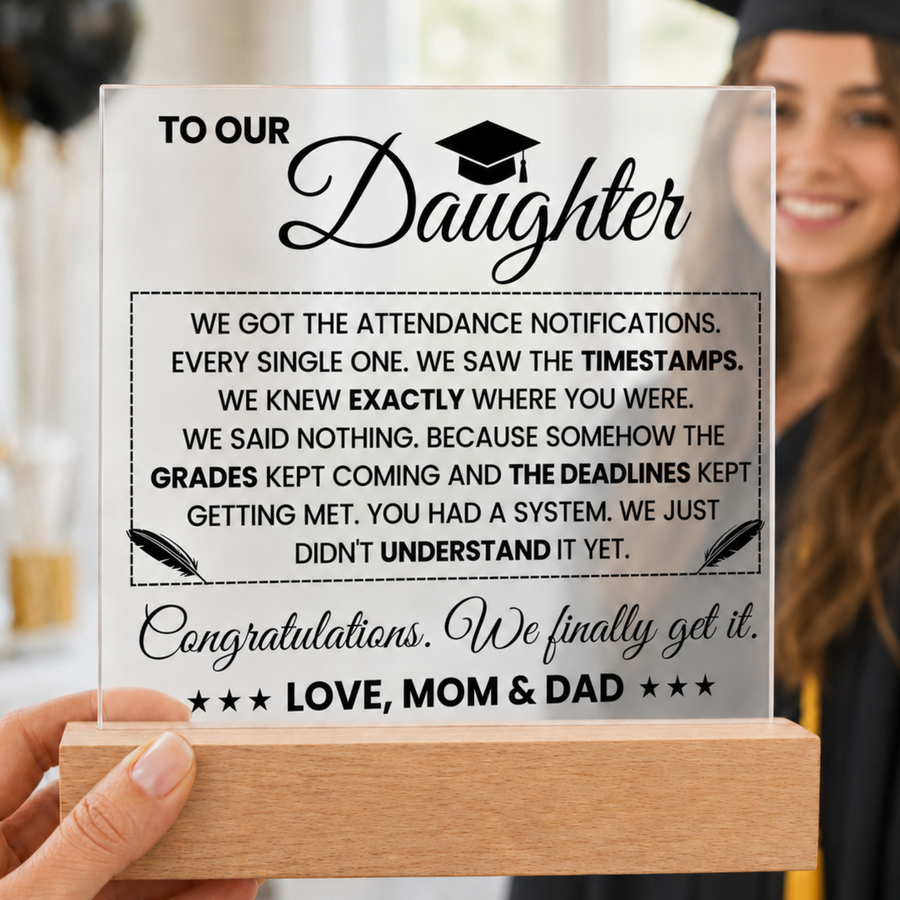 Daughter Graduation Gift Acrylic LED Plaque from Mom and Dad, Congratulations Graduation Keepsake for Daughter