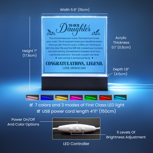 Daughter Graduation Gift Acrylic LED Plaque from Mom and Dad, Congratulations Graduation Keepsake for Daughter