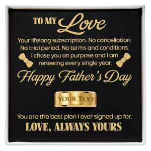 Personalize Engraved Men's Ring with Message Card From Kids For Father's Day