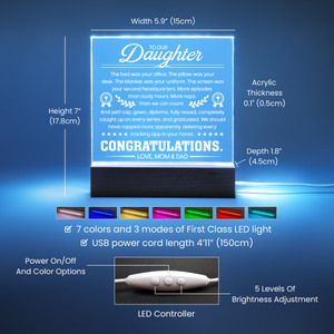 To Our Daughter Graduation Acrylic LED Plaque Gift from Mom and Dad