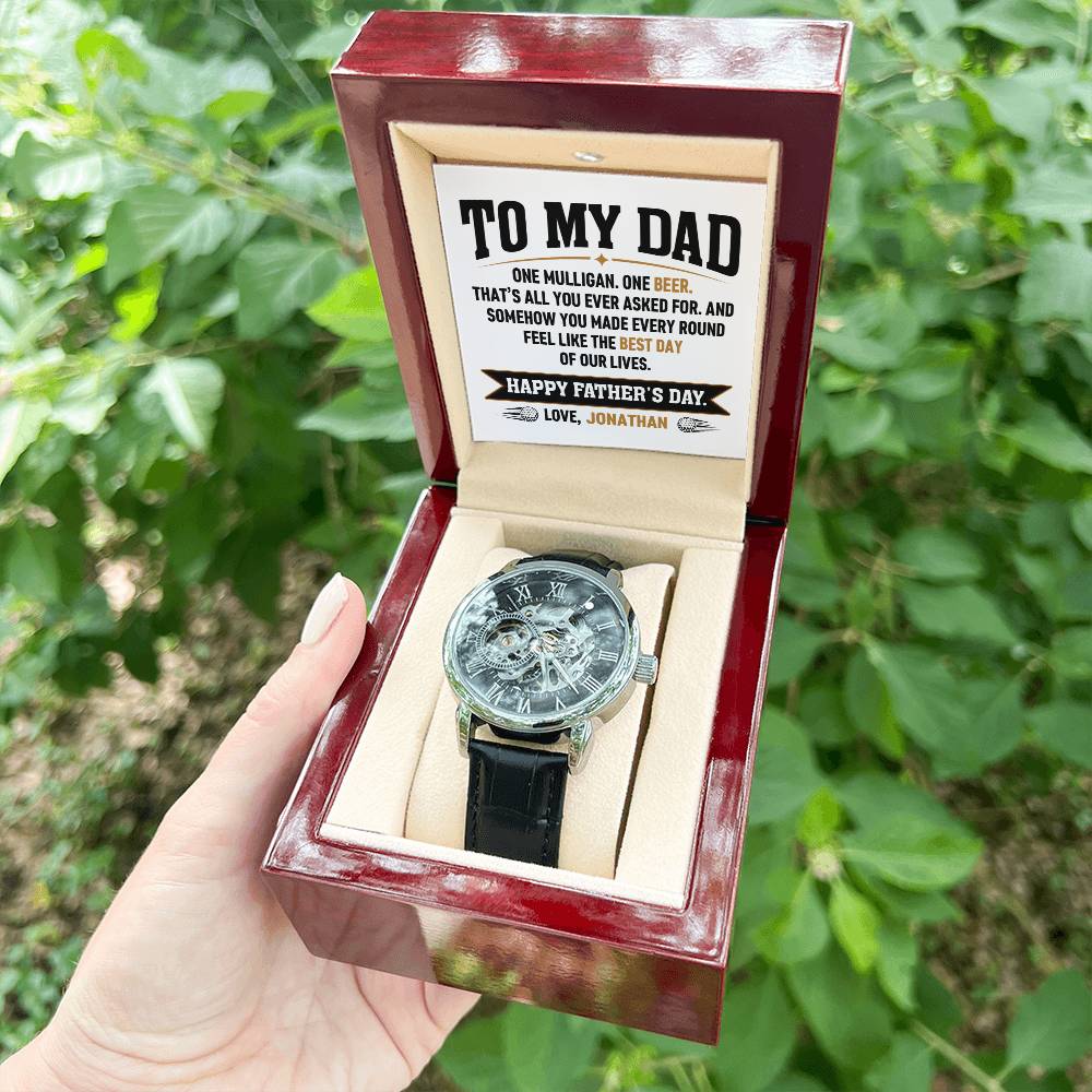Personalized Father's Day Gift for Dad - One Mulligan One Beer Golf Watch Custom Name