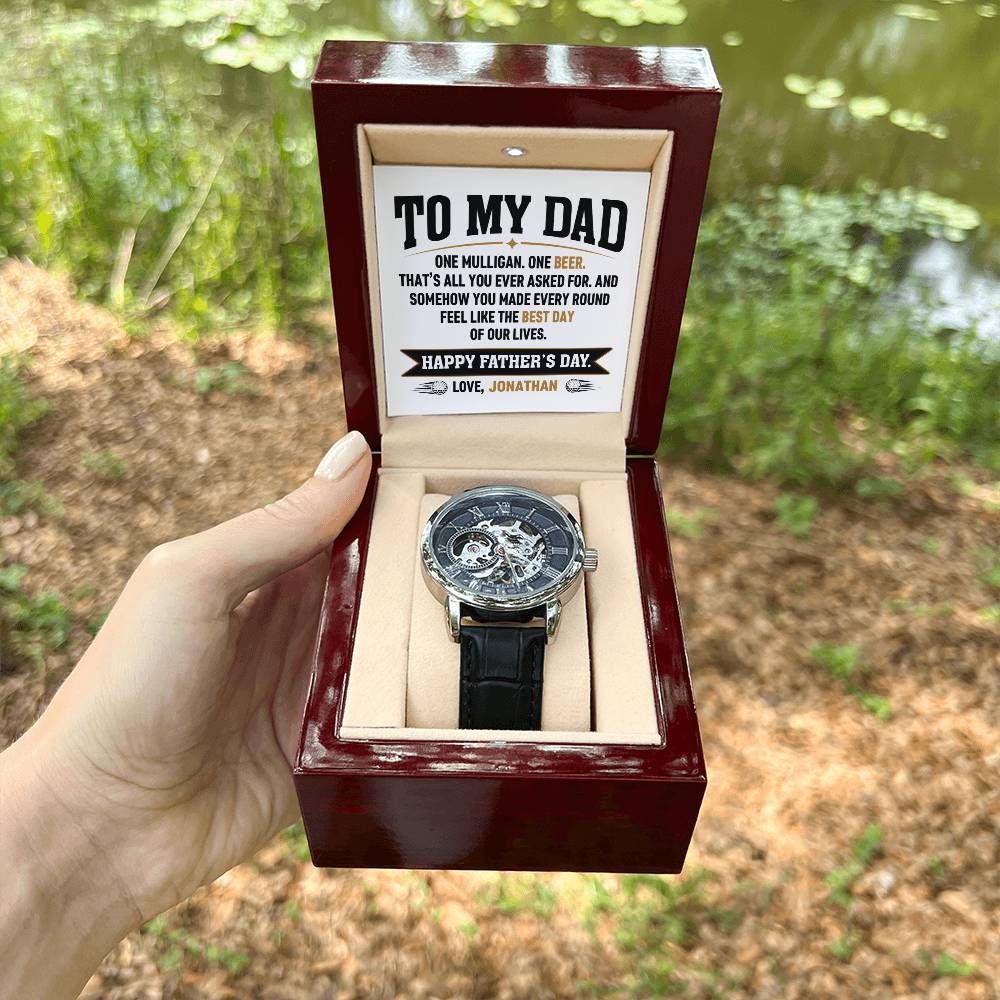 Personalized Father's Day Gift for Dad - One Mulligan One Beer Golf Watch Custom Name