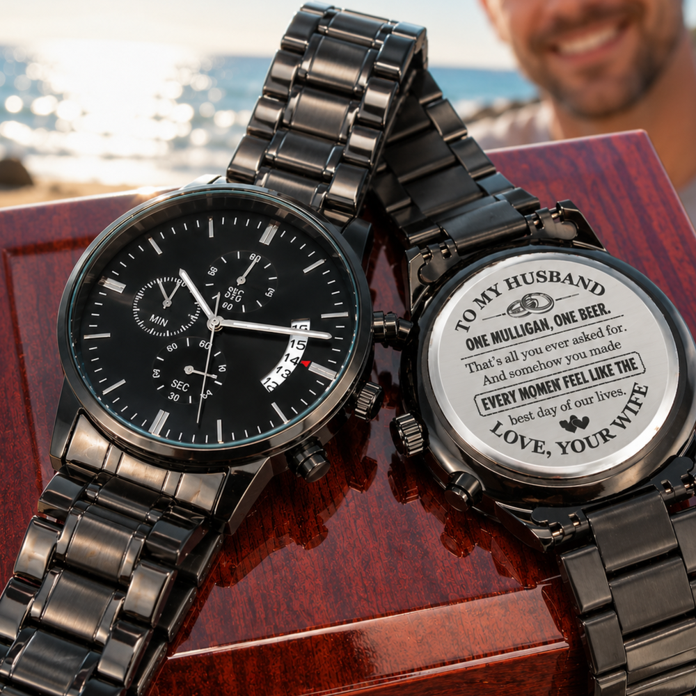 To My Husband Golf Watch Gift from Wife, Funny One Mulligan One Beer Keepsake Watch