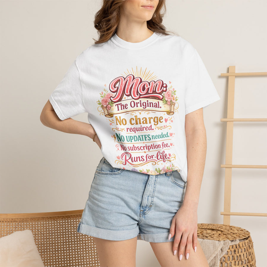 Funny Mom T-Shirt – Mom The Original No Charge Required Runs for Life | Mother's Day Shirt Gift for Mom