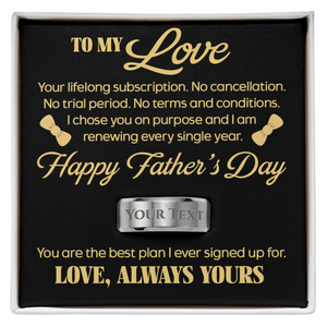Personalize Engraved Men's Ring with Message Card From Kids For Father's Day