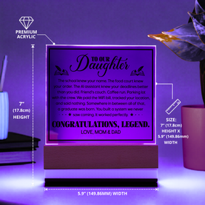 Daughter Graduation Gift Acrylic LED Plaque from Mom and Dad, Congratulations Graduation Keepsake for Daughter