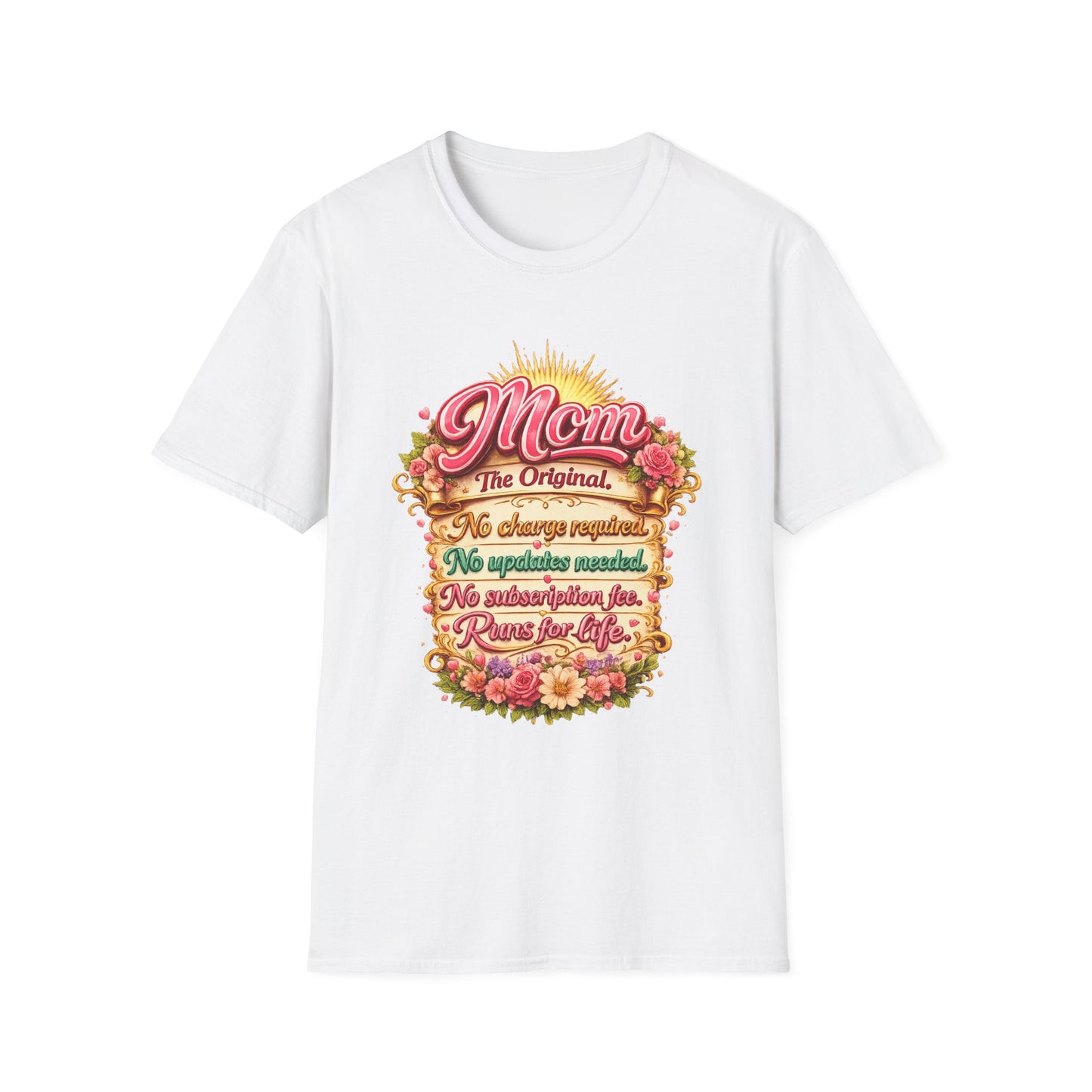 Mom The Original Floral T‑Shirt — No Charge Required Mother's Best Gift