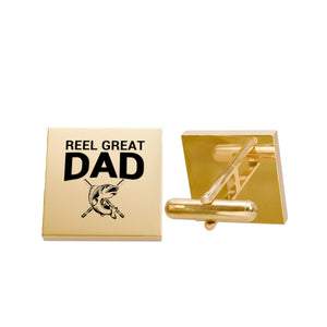 Reel Great Dad Fishing Cufflinks – Square Stainless Steel Fishing Dad Cufflinks Gift for Father