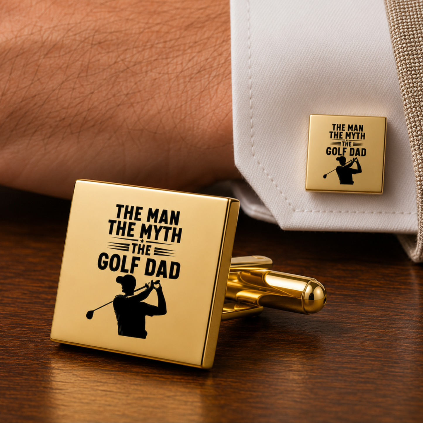 Golf Dad Cufflinks – The Man The Myth The Golf Dad Square Stainless Steel Cufflinks Gift for Father