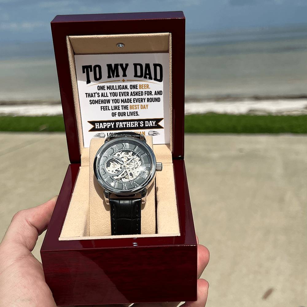 Personalized Father's Day Gift for Dad - One Mulligan One Beer Golf Watch Custom Name