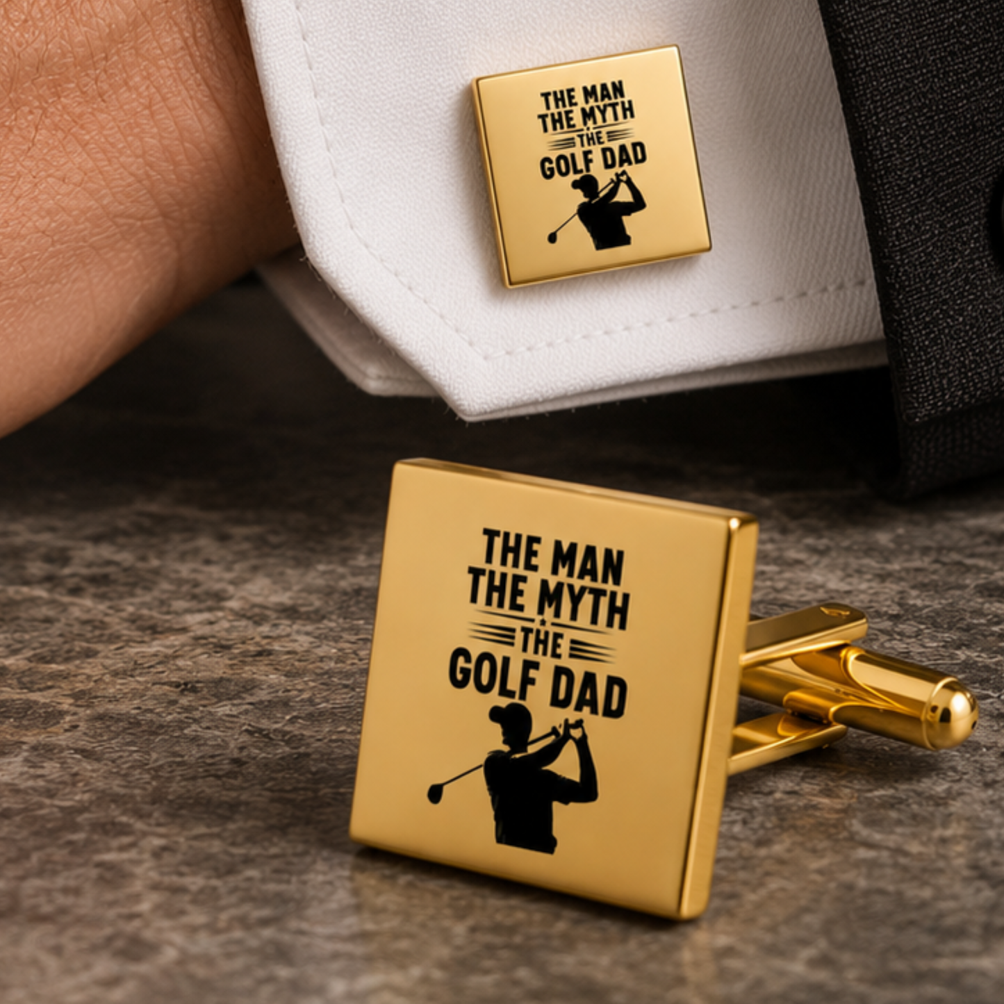 Golf Dad Cufflinks – The Man The Myth The Golf Dad Square Stainless Steel Cufflinks Gift for Father