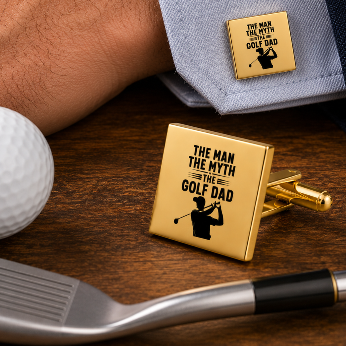 Golf Dad Cufflinks – The Man The Myth The Golf Dad Square Stainless Steel Cufflinks Gift for Father
