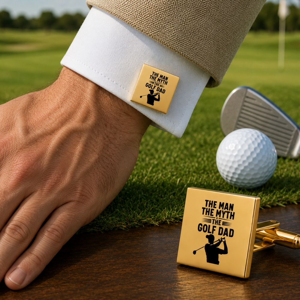 Golf Dad Cufflinks – The Man The Myth The Golf Dad Square Stainless Steel Cufflinks Gift for Father