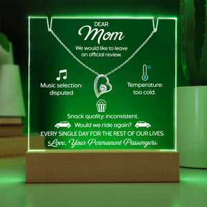 Funny Mom Necklace Gift, Mothers Day Gift from Kids, Dear Mom Jewelry, Heart Pendant Gift for Mom, Humorous Review Mom Gift, Unique Mom Gift