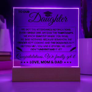 Daughter Graduation Gift Acrylic LED Plaque from Mom and Dad, Congratulations Graduation Keepsake for Daughter