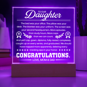 To Our Daughter Graduation Acrylic LED Plaque Gift from Mom and Dad