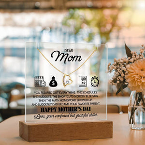 Dear Mom Gift Necklace, Mother’s Day Gift from Child, Heart Pendant Jewelry, Mom Appreciation Gift, Emotional Gift for Mother