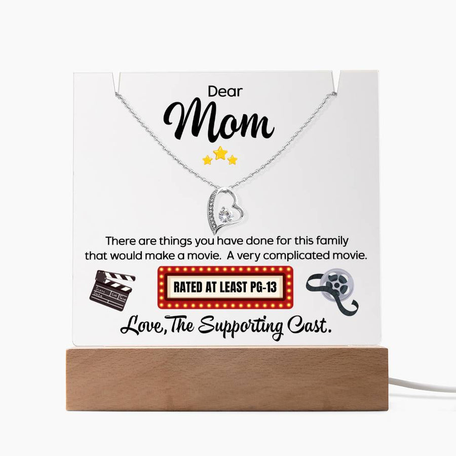 Funny Mom Necklace Gift, Mothers Day Gift from Kids, Dear Mom Jewelry, Heart Pendant Gift for Mom, Movie Theme Mom Gift, Unique Mom Gift
