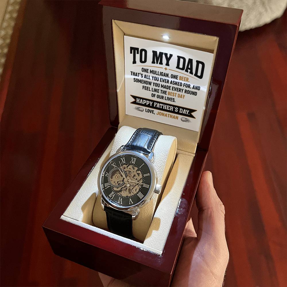 Personalized Father's Day Gift for Dad - One Mulligan One Beer Golf Watch Custom Name