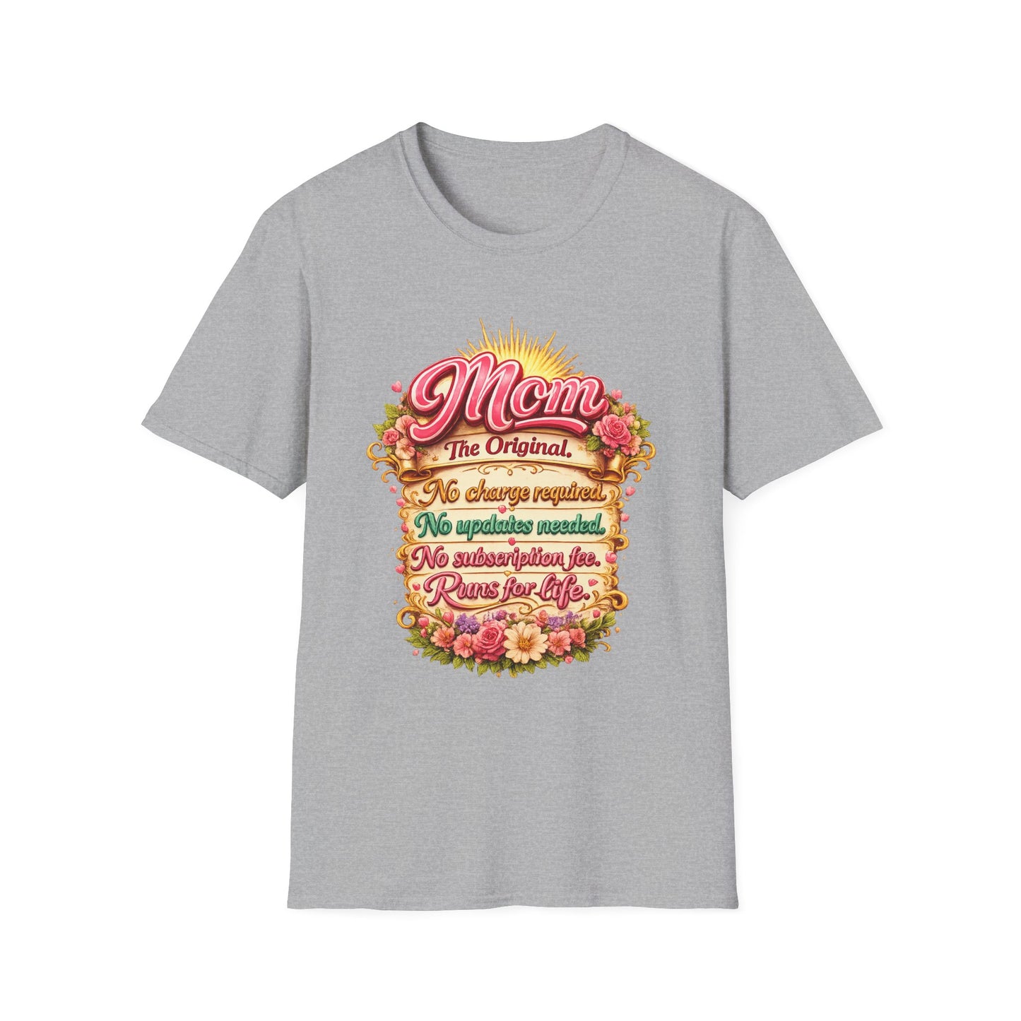 Mom The Original Floral T‑Shirt — No Charge Required Mother's Best Gift