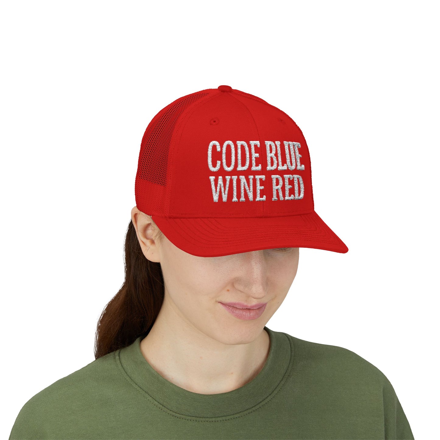 Code Blue Wine Red — Nurse Trucker Hat