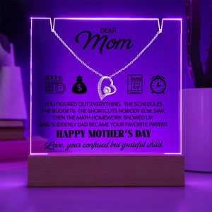 Dear Mom Gift Necklace, Mother’s Day Gift from Child, Heart Pendant Jewelry, Mom Appreciation Gift, Emotional Gift for Mother