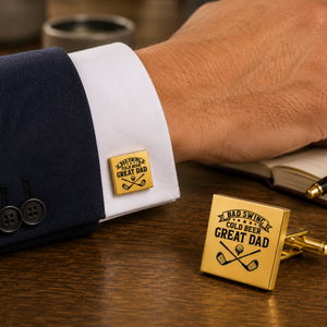 Bad Swing Cold Beer Great Dad Golf Cufflinks – Square Stainless Steel Golf Dad Cufflinks Gift for Father
