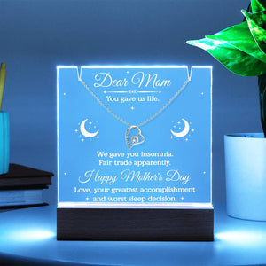 Funny Mom Necklace Gift, Mothers Day Gift from Kids, Dear Mom Jewelry, Heart Pendant Gift for Mom, Humorous Sentimental Mom Gift