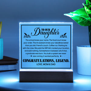 Daughter Graduation Gift Acrylic LED Plaque from Mom and Dad, Congratulations Graduation Keepsake for Daughter