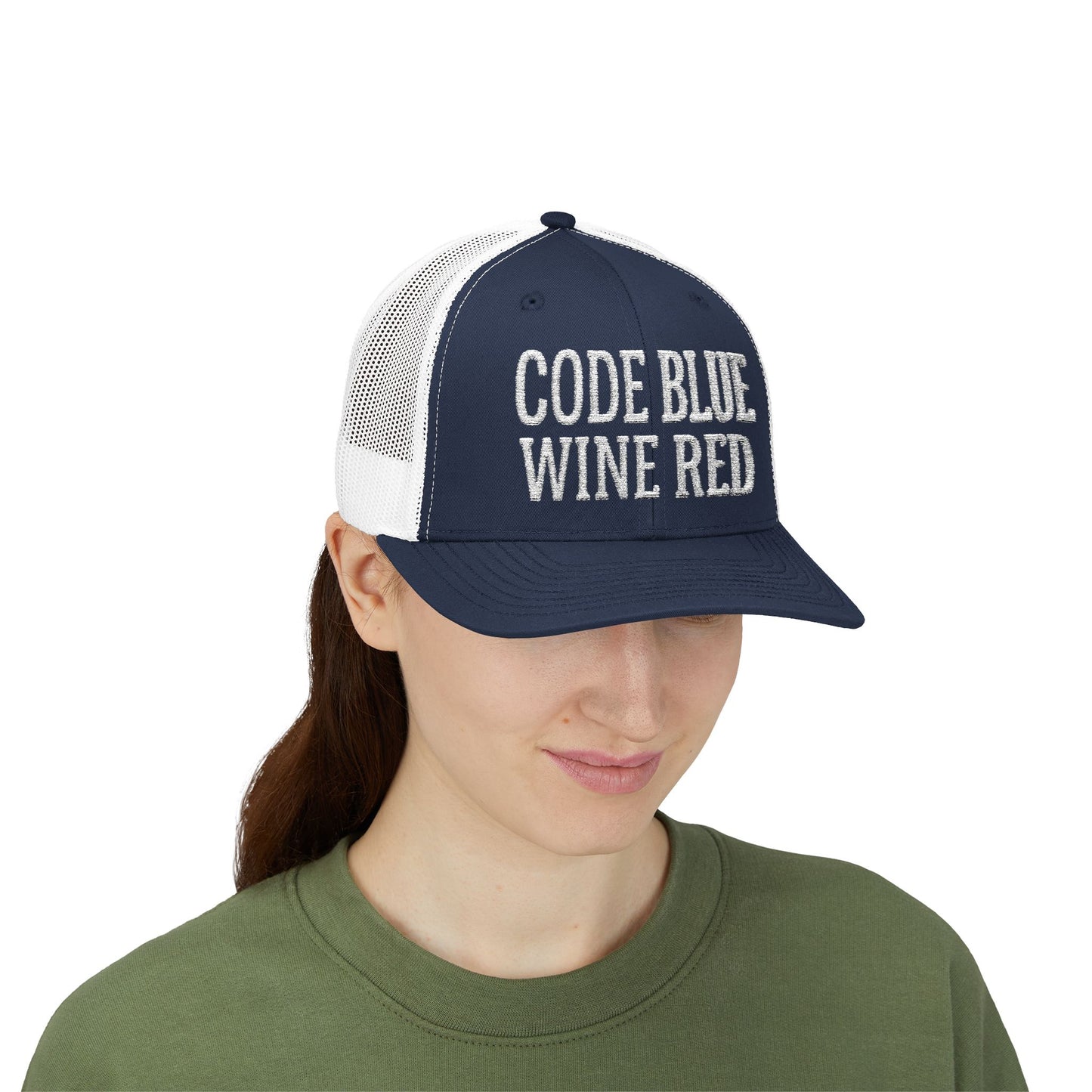 Code Blue Wine Red — Nurse Trucker Hat