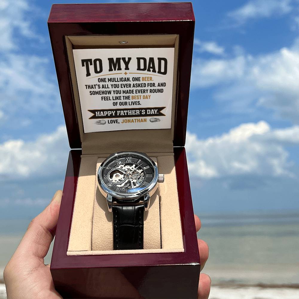 Personalized Father's Day Gift for Dad - One Mulligan One Beer Golf Watch Custom Name