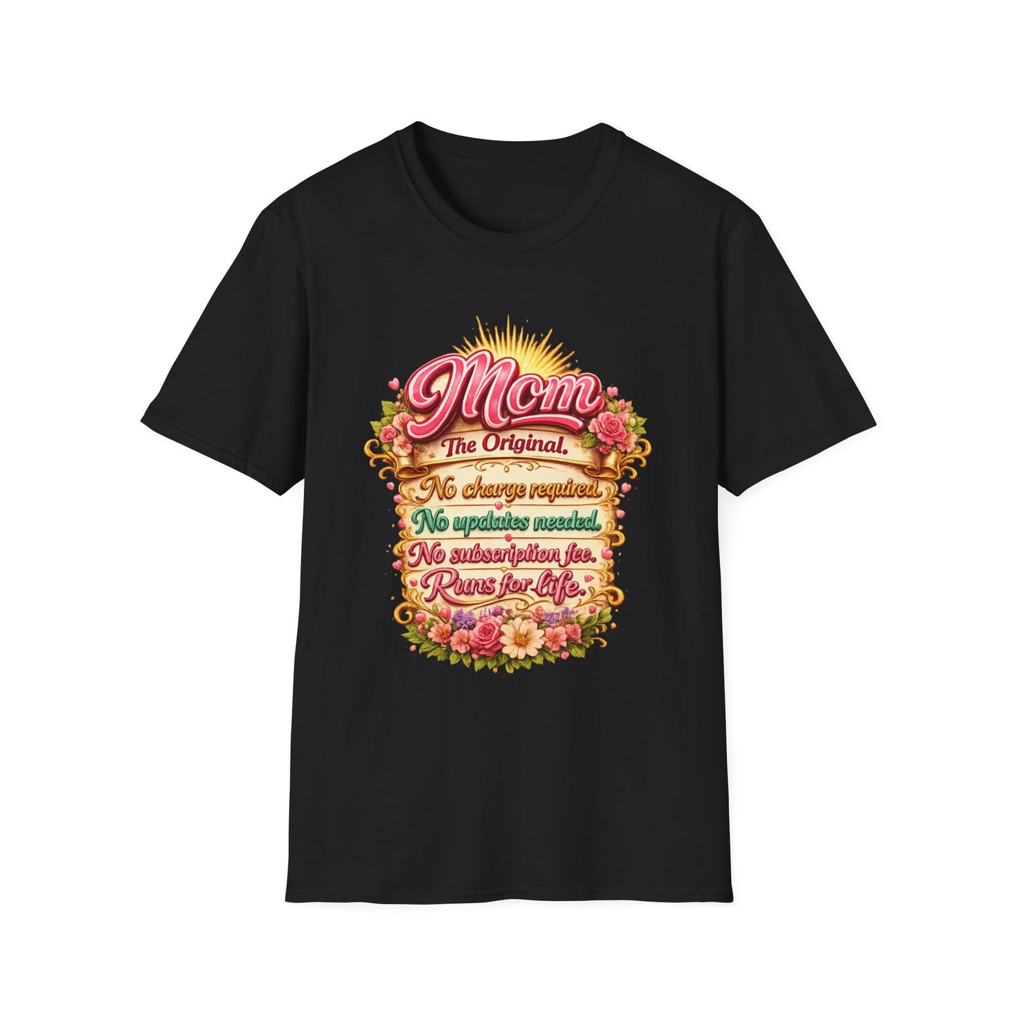 Mom The Original Floral T‑Shirt — No Charge Required Mother's Best Gift