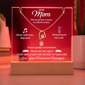 Funny Mom Necklace Gift, Mothers Day Gift from Kids, Dear Mom Jewelry, Heart Pendant Gift for Mom, Humorous Review Mom Gift, Unique Mom Gift