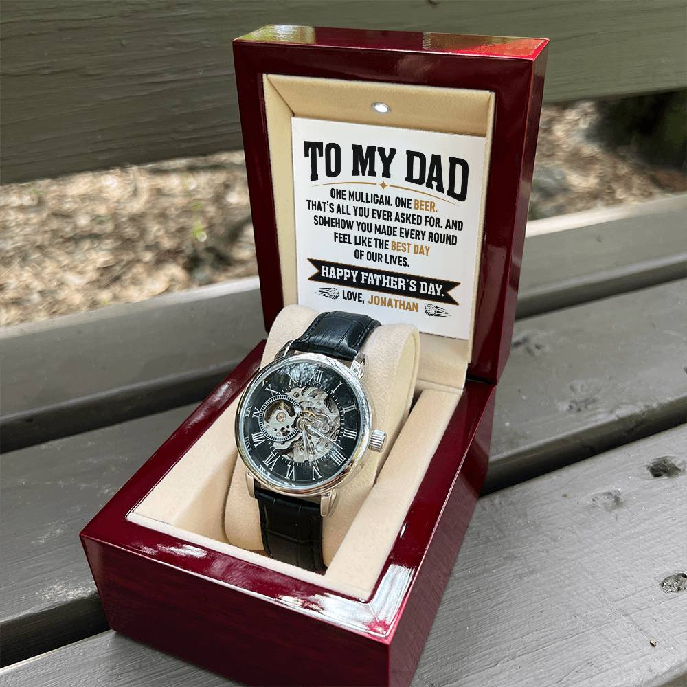 Personalized Father's Day Gift for Dad - One Mulligan One Beer Golf Watch Custom Name