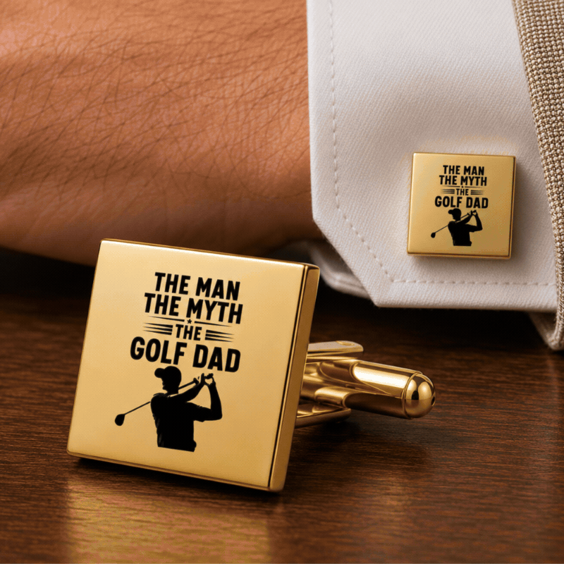 Golf Dad Cufflinks – The Man The Myth The Golf Dad Square Stainless Steel Cufflinks Gift for Father