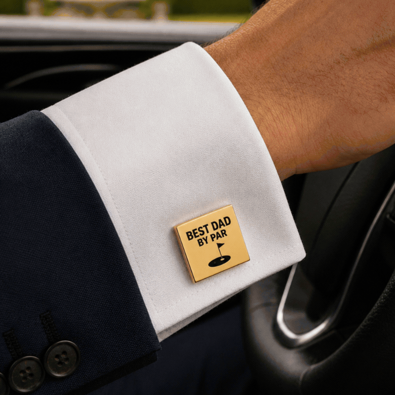 Best Dad By Par Golf Cufflinks – Square Stainless Steel Golf Dad Cufflinks Gift for Father