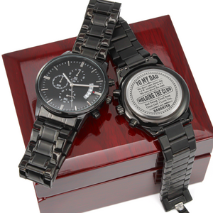 To My Dad Golf Watch from Daughter – Funny & Heartfelt Golf Gift for Dad, Engraved Black Chronograph Watch, Father's Day Gift