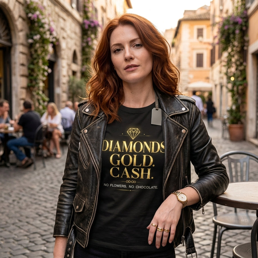 Diamonds Gold Cash T-Shirt – Luxury Mindset Shirt | Minimalist Wealth Graphic Tee
