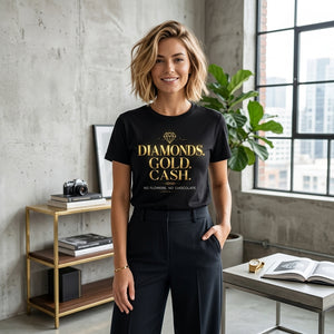 Diamonds Gold Cash T-Shirt – Luxury Mindset Shirt | Minimalist Wealth Graphic Tee