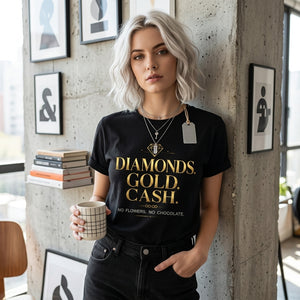 Diamonds Gold Cash T-Shirt – Luxury Mindset Shirt | Minimalist Wealth Graphic Tee