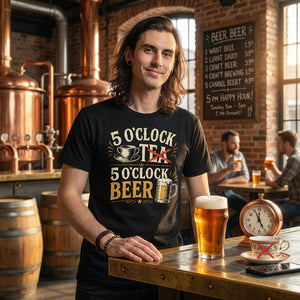 5 O'Clock Beer T-Shirt – Funny Drinking Shirt | It's Always Beer Time Graphic Tee