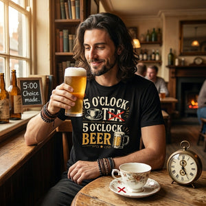5 O'Clock Beer T-Shirt – Funny Drinking Shirt | It's Always Beer Time Graphic Tee