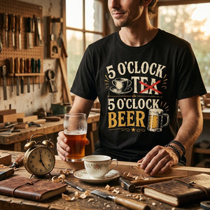 5 O'Clock Beer T-Shirt – Funny Drinking Shirt | It's Always Beer Time Graphic Tee