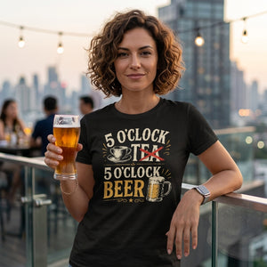 5 O'Clock Beer T-Shirt – Funny Drinking Shirt | It's Always Beer Time Graphic Tee