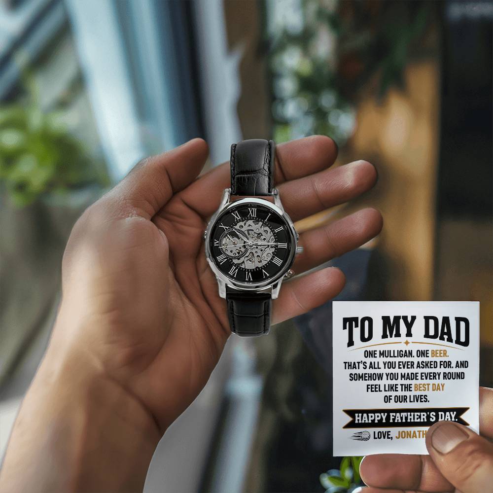 Personalized Father's Day Gift for Dad - One Mulligan One Beer Golf Watch Custom Name