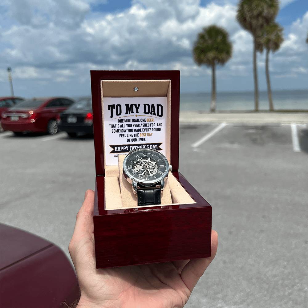 Personalized Father's Day Gift for Dad - One Mulligan One Beer Golf Watch Custom Name
