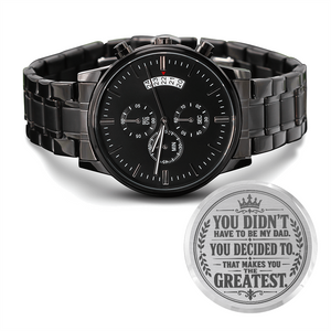 Greatest Stepdad Engraved Watch – You Decided To Be My Dad Crown Design | Father's Day Gift for Bonus Dad