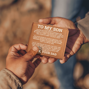 To My Son Leather Wallet, From Dad Gift, Meaningful Graduation or Birthday Gift for Son, Inspirational Wallet Keepsake