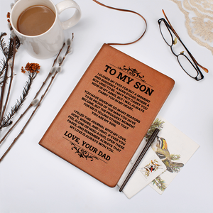 To My Son Leather Journal, From Dad Inspirational Journal Gift, Meaningful Graduation or Birthday Keepsake for Son